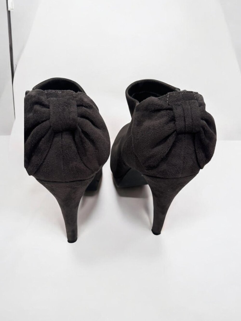 Suede Bow-Back Platform Ankle Booties - Picture 3 of 5